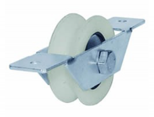 Roldana nylon com suporte aberto canal &frac12;